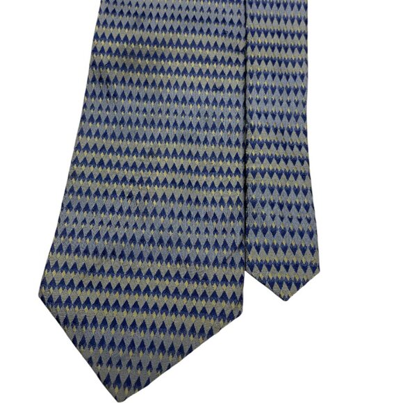 Kenneth Cole Reaction Silk Tie Geometric Blue Beige - Picture 1 of 6